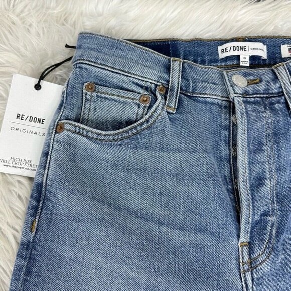 Re/Done Women's NWT‎ Mid 90's Hi-Rise Button-Fly Ankle Stretch Jeans W26-28/L28 - Picture 5 of 10